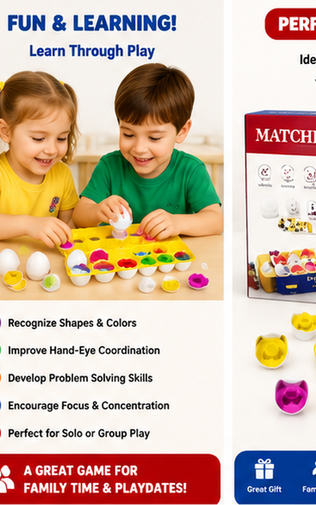Shape Matching Egg Puzzle Toy for Kids