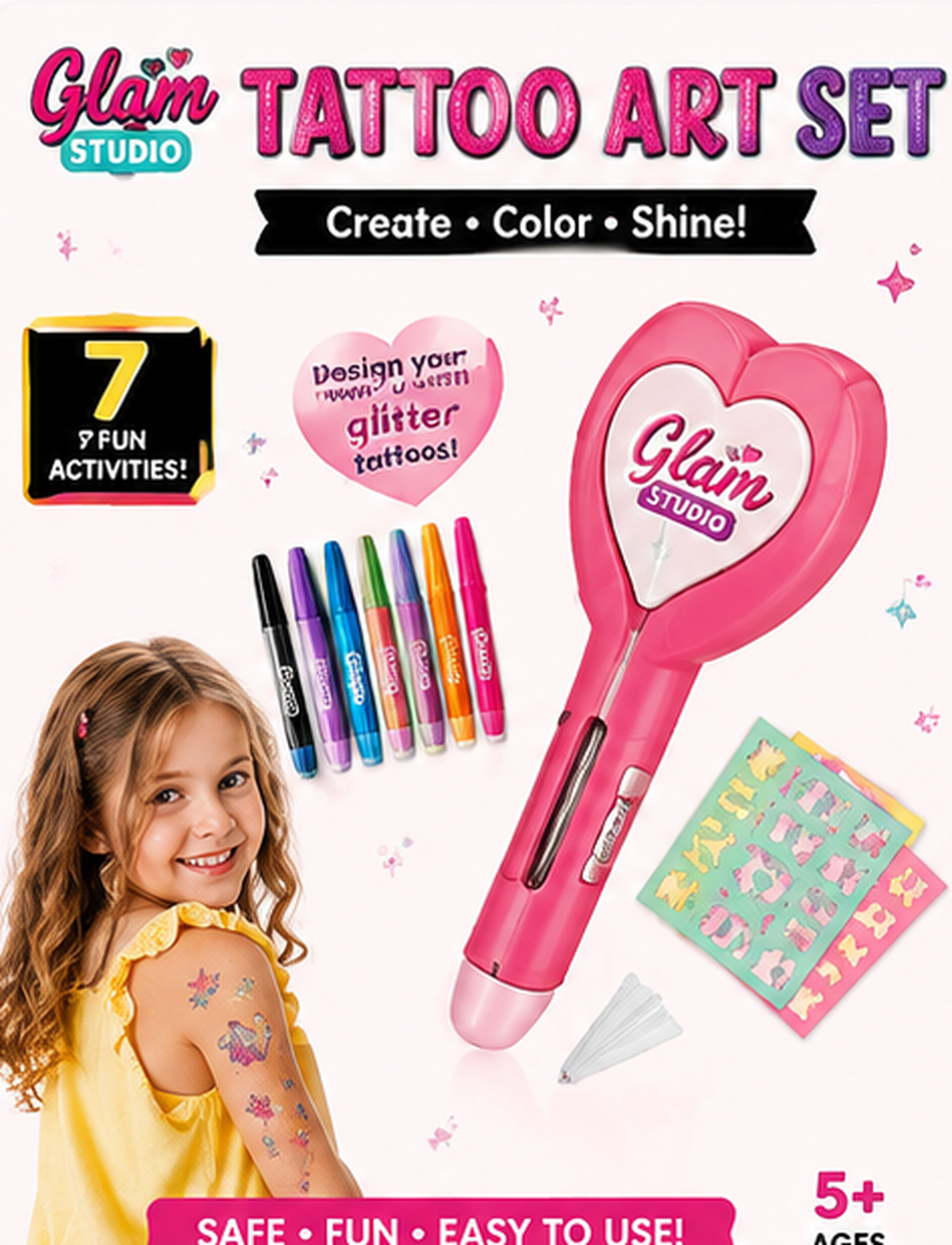 Kids Tattoo Art Pen Set – 7-Color
